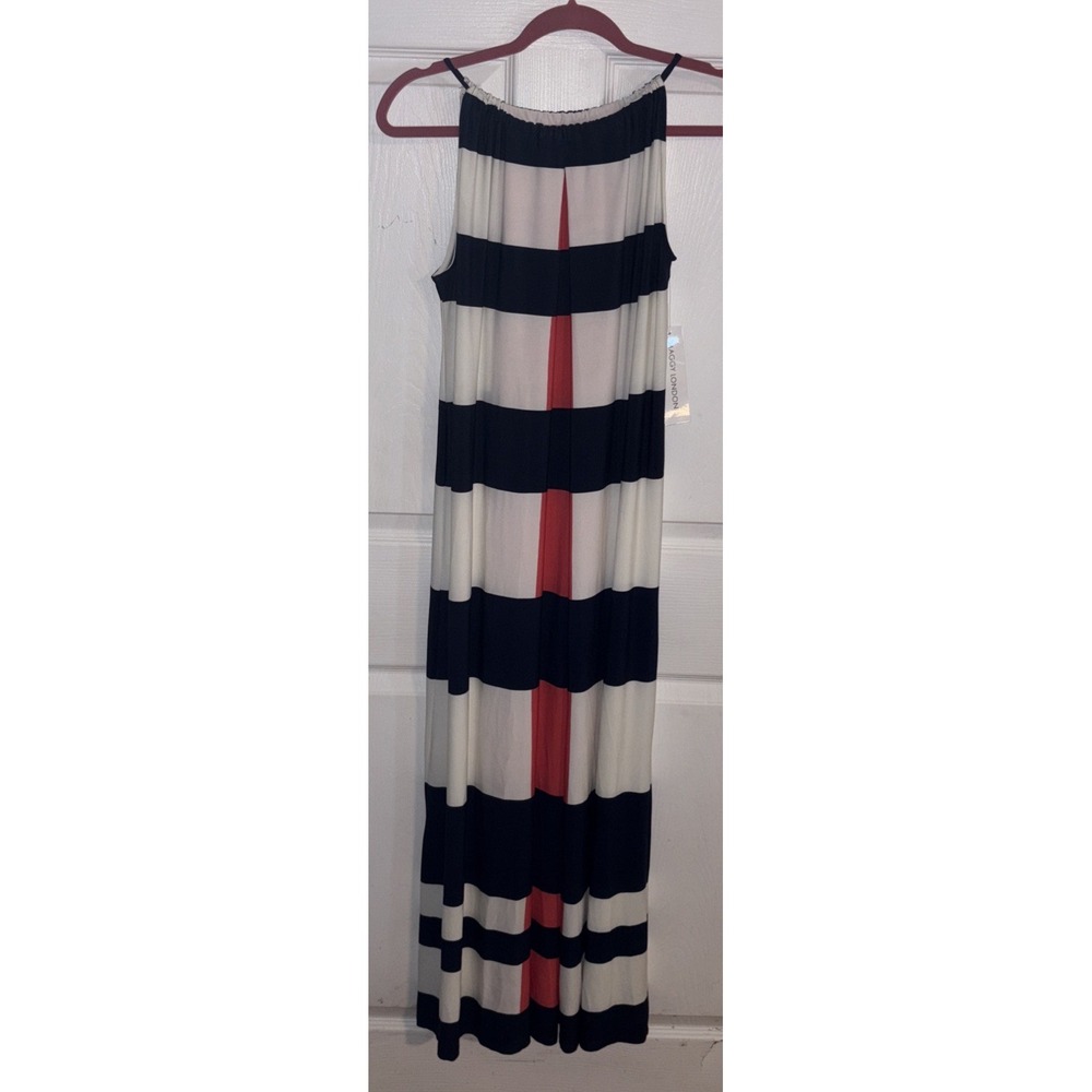 NWT Maggy London Women's Sz 6 Sleeveless Maxi Dress Navy Blue / Coral NEW